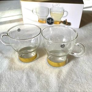 NEW Sagaform Glass mugs 2-pack gold-colored